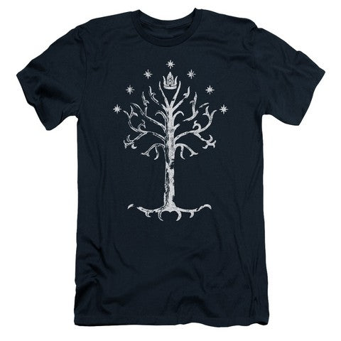 Lor-Tree Of Gondor Short Sleeve Adult 30-1 Tee, Navy - Small