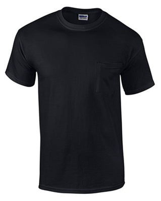 G205340BLK-M Adult Short Sleeve Pocket Tee Shirt - Medium, Black