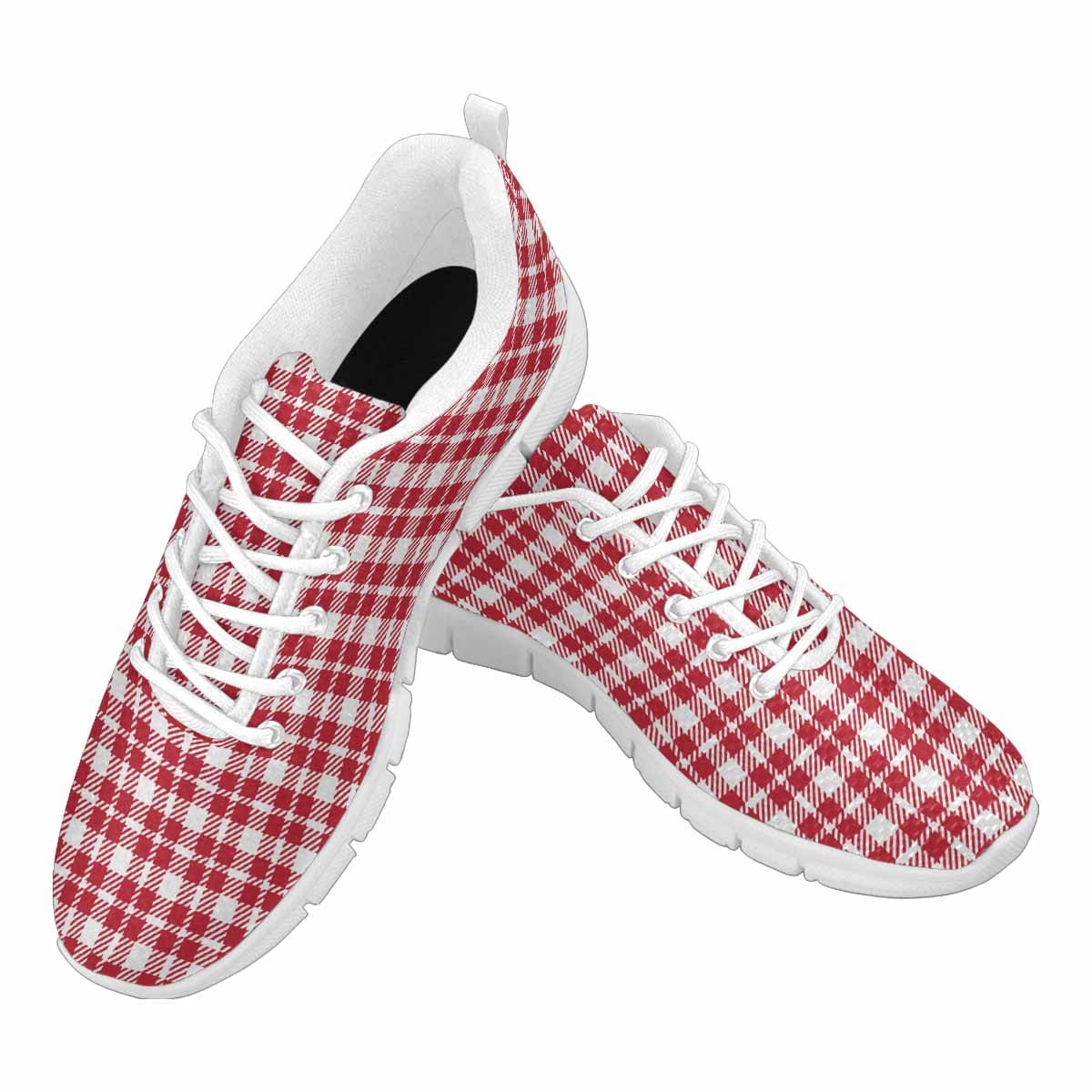 Sneakers For Men, Buffalo Plaid Red And White - Running Shoes Dg861