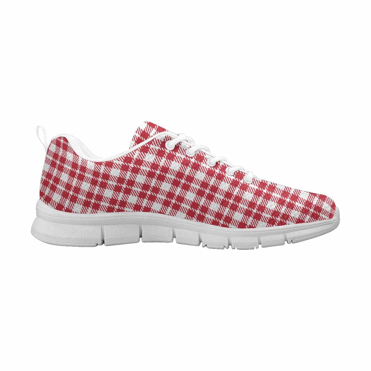 Sneakers For Men, Buffalo Plaid Red And White - Running Shoes Dg861