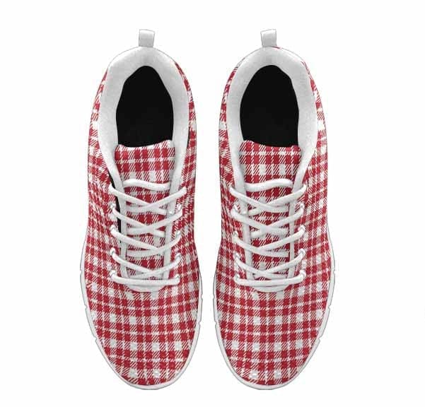 Sneakers For Men, Buffalo Plaid Red And White - Running Shoes Dg861