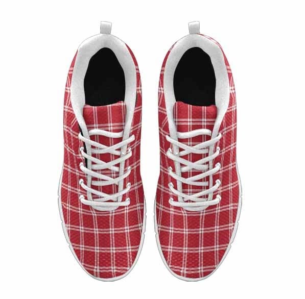 Sneakers For Men, Buffalo Plaid Red And White - Running Shoes Dg865