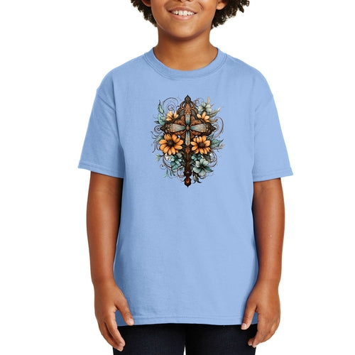 Youth Short Sleeve Graphic T-shirt, Christian Cross Floral Bouquet